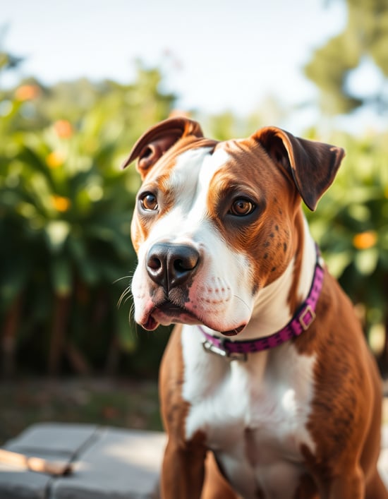 Cachorro da raça American Pit Bull com óculos escuro