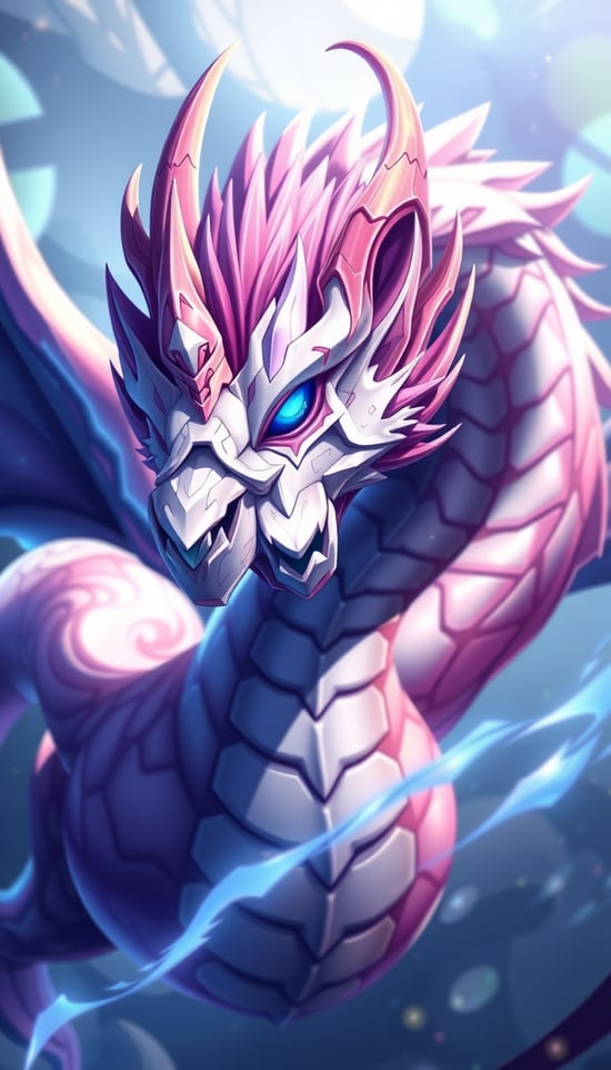 Crie uma imagem realista do dragão branco de olhos azuis do YuGiOh 