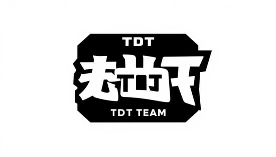 为Robomaster比赛中的顶级强队，TDT战队，生成一个“TDT”字符为基础，黑白双色调，中式风格的logo