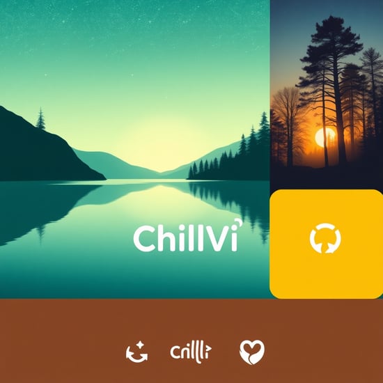 和谐的自然色彩，如绿色、蓝色和大地色调。
平静的图像，如宁静的水域、繁星点点的天空或宁静的森林。
活力的图标，如跑步者、瑜伽姿势或跳动的心脏。
简洁的几何图形，如波浪形代表放松，箭头或圆圈代表活力。
温馨舒适的插图，如微笑的人物、拥抱或握手。
现代而简洁的字体，以确保品牌名“ChillVi”易于阅读且具有辨识度。