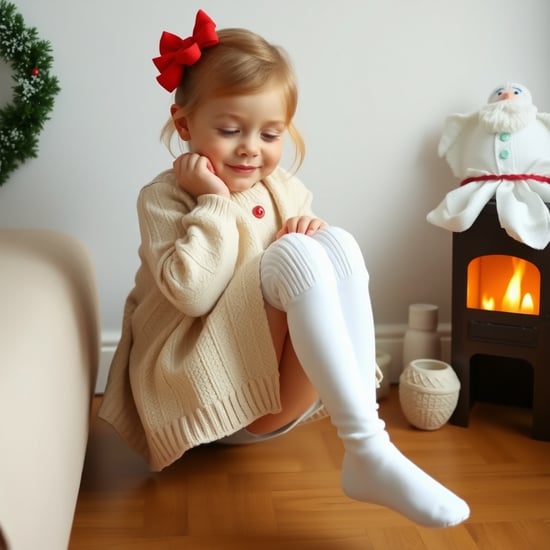 little girl with white stockings