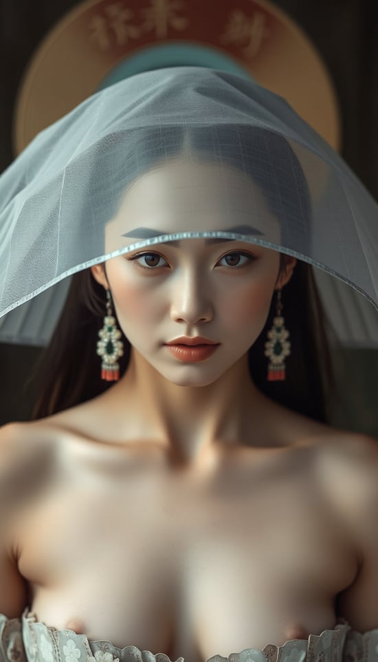 Japanese woman naked from front, beautiful face