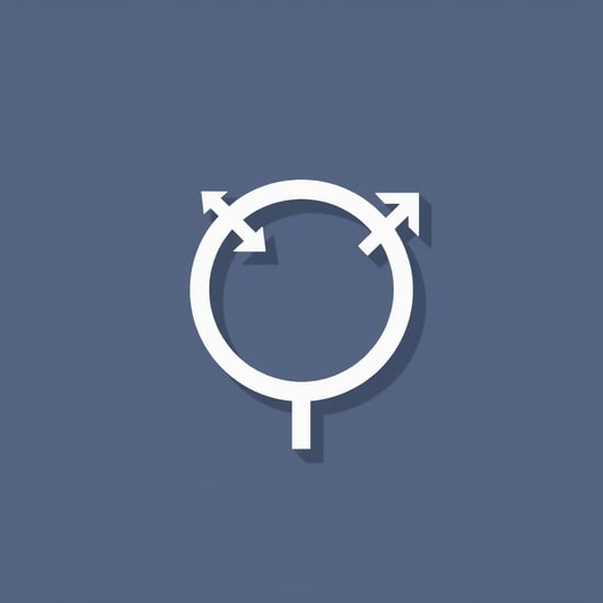 A clean, minimalist icon combining the male ♂ and female ♀ symbols into one unified symbol. The circle has both an arrow and a cross extending from it. Symbol of transgender identity, flat vector design, bold lines, isolated. --no realistic, 3d, text, shadows
