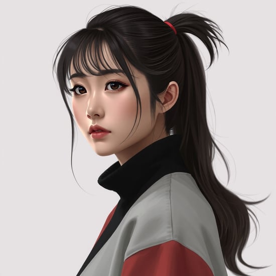 綾瀬はるかと吉岡里帆をMIXしたポニーテールのリアルな女性の画像を生成してください

